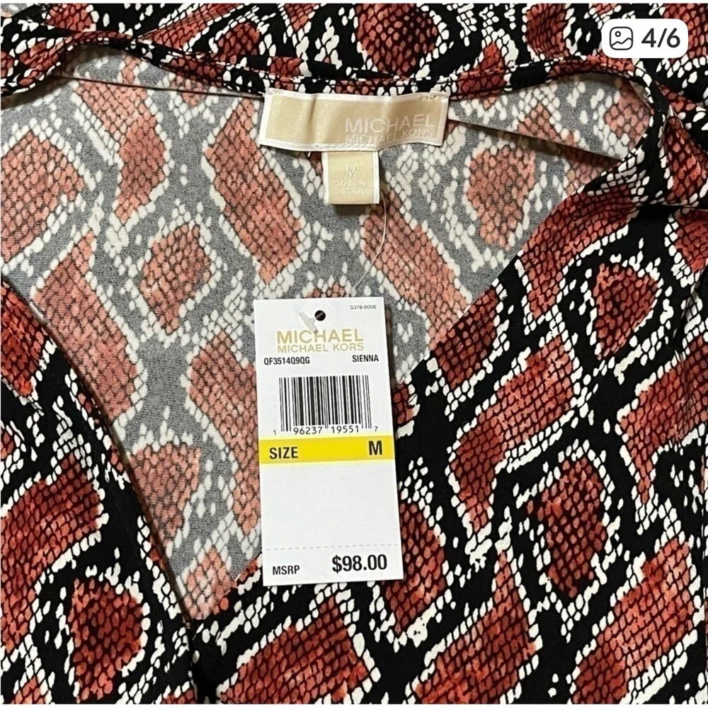 Michael Kors Exotic Snake Print Top Women's Fashion Shirt NWT‎